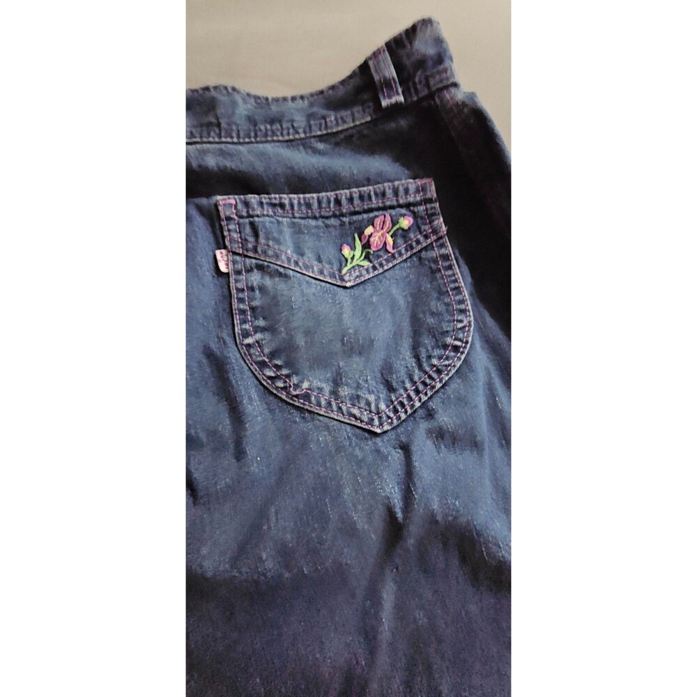 Vintage 70s Levi’s Pink Tab High Waist Wide Leg Jeans 28x30 Floral Embroidered - Picture 9 of 12